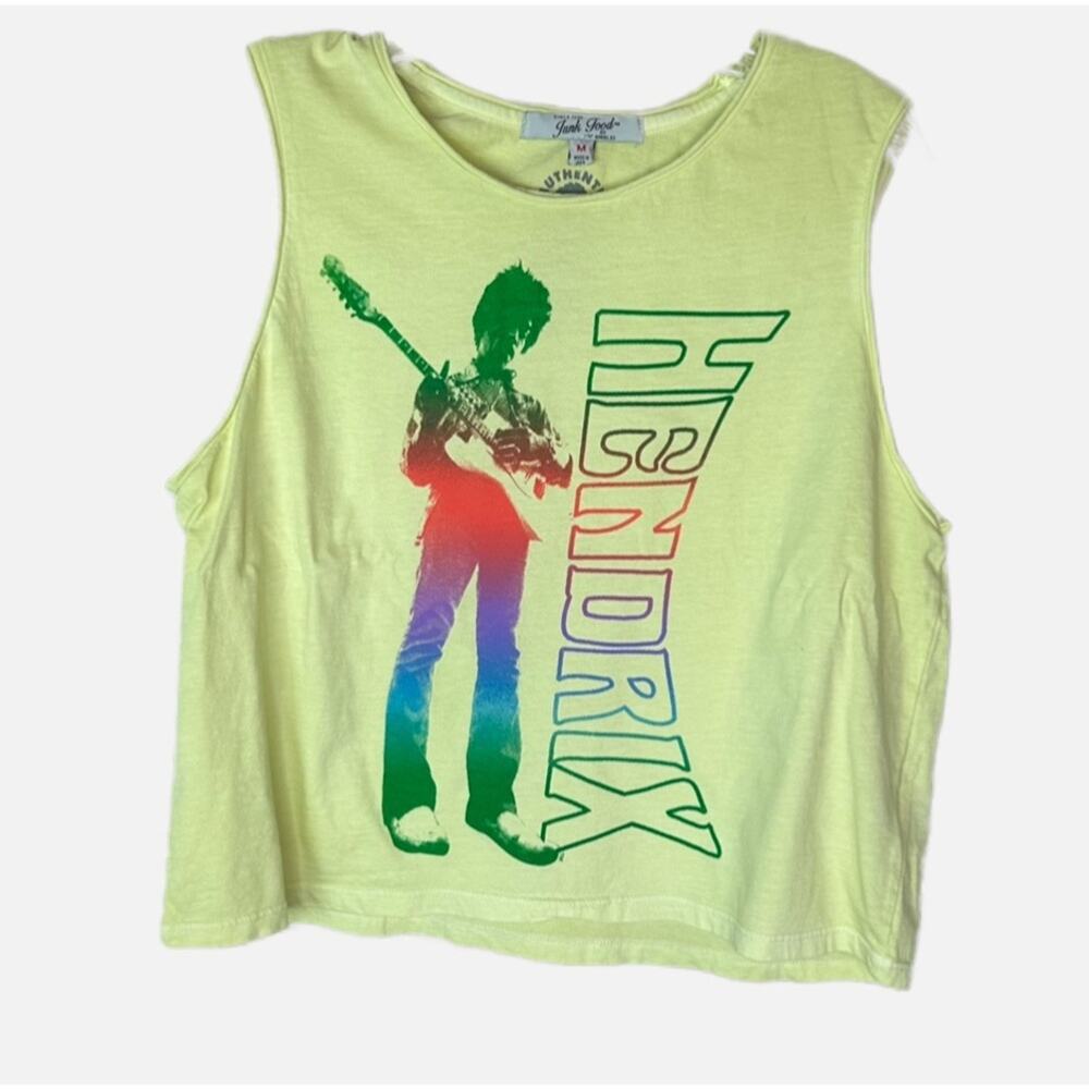 Junk Food Cropped Jimi Hendrix Rainbow Tank Top - Yellow